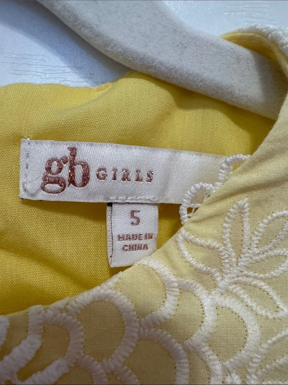 GB girls Yellow Dress with White Floral Lace